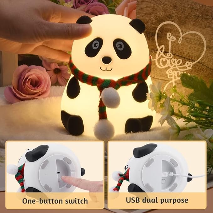 Cute Panda Night Lamp Silicone Night Light | 7-Color Changing Lamp | Night Lamp for For Home